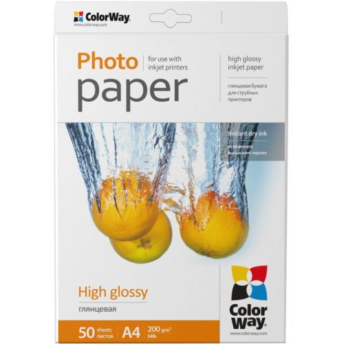 Фотобумага ColorWay A4 200г glossy 50л (PG200050A4)