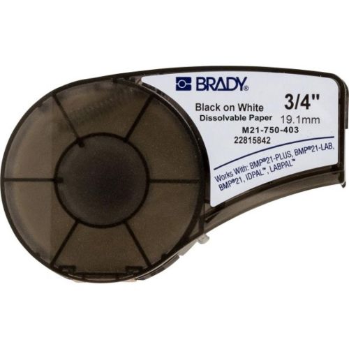 Стрічка для принтера етикеток Brady що розчиняються, лента 19.05mm/6.4m, чорний на білому (M21-750-403)