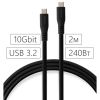 Дата кабель USB-C to USB-C 2.0m UBS3.2 Gen2 10G 240W Chip Silicon Black Vinga (VCPDCCC3242SB) - Изображение 3