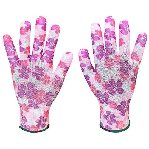 Защитные перчатки Verto поліестер, р.8, рожевий в квіточку (97H147)