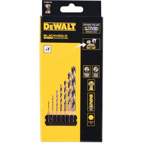Набор сверл DeWALT в касете для Tough Case, по металу Black & Gold, 1/4 дюйма, 8 шт (DT70831)