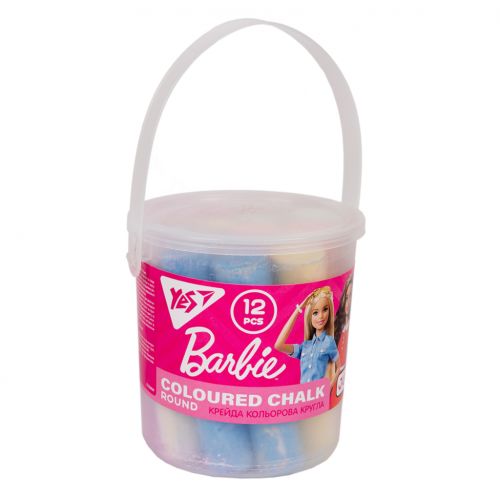 Мел Yes цветной круглый в ведре JUMBO 12 шт Barbie (400454)