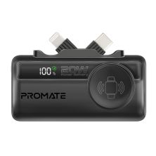 Батарея универсальная Promate 5000mAh PD/20W, Apple Watch charging (powerup-trio.black)