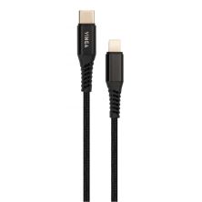 Дата кабель USB Type-C to Lightning 1.0m 3A 18W nylon braided black Vinga (VCPTCL3ANBK)