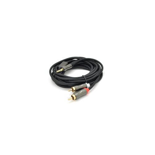 Кабель мультимедійний 3.5mm M to 2xRCA M 1.5m Stereo black VEGGIEG (YT-AR2-1.5V-A601)