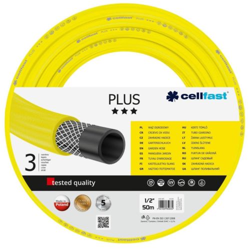 Поливочный шланг Cellfast PLUS, 1/2', 50м, 3 слоя, до 25 Бар, -20…+60°C (10-201)