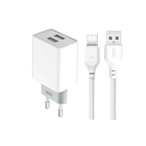 Зарядное устройство XO L65 адаптер 2USB / 2.4А + Type-C white (XO-L65-TC)