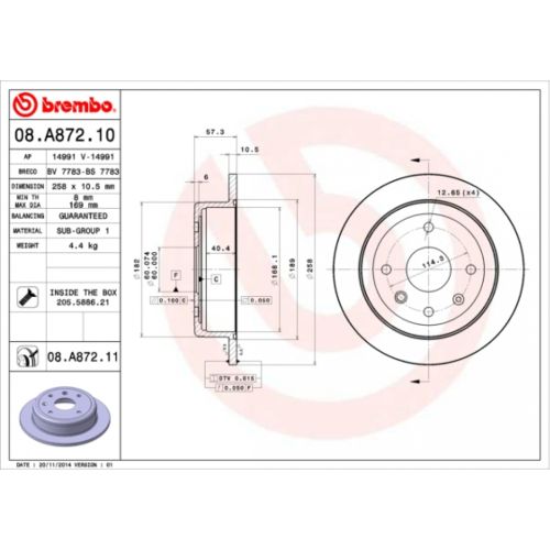 Тормозной диск Brembo 08.A872.10