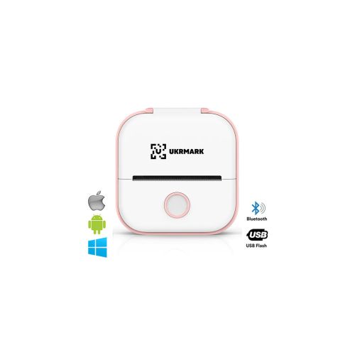 Принтер чеков UKRMARK P02PK Bluetooth, бело-розовый (00888)