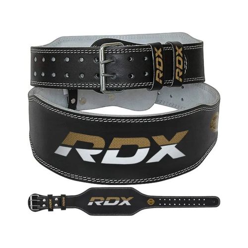 Атлетический пояс RDX 6 шкіряний Black Gold M (WBS-6RB-M)