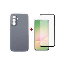 Чехол для мобильного телефона Dengos Kit Samsung Galaxy A56 Carbon + glass (Grey) (DG-KM-138)