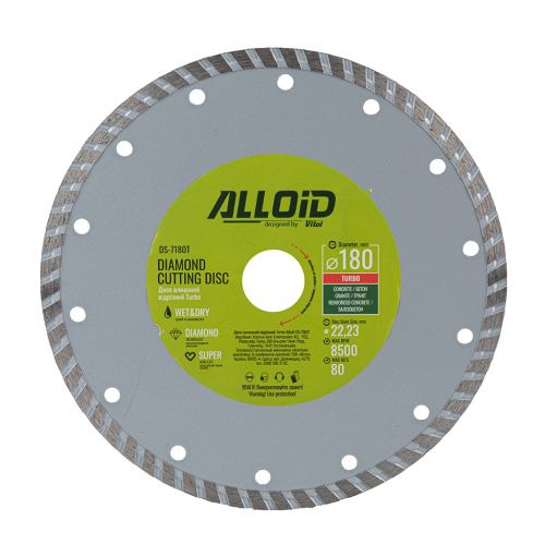 Круг отрезной Alloid алмазний, Turbo, 180мм (DS-7180T)
