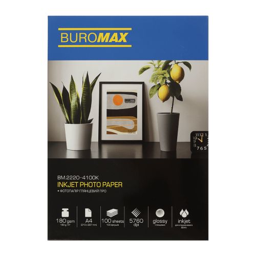 Фотобумага Buromax PRO А4 Glossy 180 г/м2, 100ст. (BM.2220-4100K)