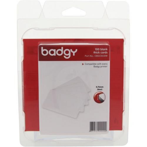 Карточка пластиковая чистая Badgy 0.76 мм Cards Thick, 100шт (CBGC0030W)