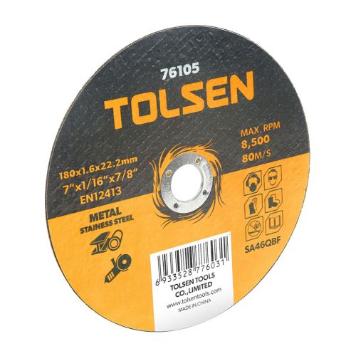 Круг отрезной Tolsen отрезной по металлу/нержавейке 180х1.6*22.2мм (76105)