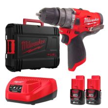 Шуруповерт Milwaukee M12 FPDX-202X, 37Нм, 2x2Аг, 2 насадки, кейс (4933464136)