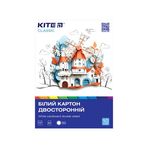 Білий картон Kite A4 Classic 10 аркушів (K-254)