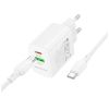 Зарядний пристрій BOROFONE BN29 Fuente 1xUSB-C PD30W + 1xUSB QC3.0 + cable USB-C to USB-C White (6941991120343) - Зображення 2