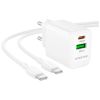 Зарядний пристрій BOROFONE BN29 Fuente 1xUSB-C PD30W + 1xUSB QC3.0 + cable USB-C to USB-C White (6941991120343) - Зображення 3