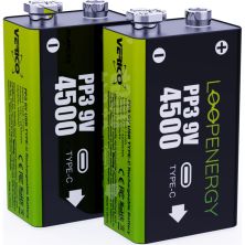 Аккумулятор Крона USB-С 500 mAh 9V Li-ion 2шт./уп. (Loop Energy) Verico (1UDBT-A3WEB2-NN)