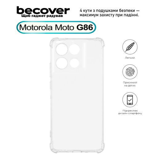 Чехол для мобильного телефона BeCover Anti-Shock Motorola Moto G86 Clear (713803)