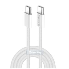 Дата кабель USB-C to USB-C 2.0m (braided cotton) (PD Fast Charging 60W) 3.0А grey ColorWay (CW-CBPDCC068-GR)