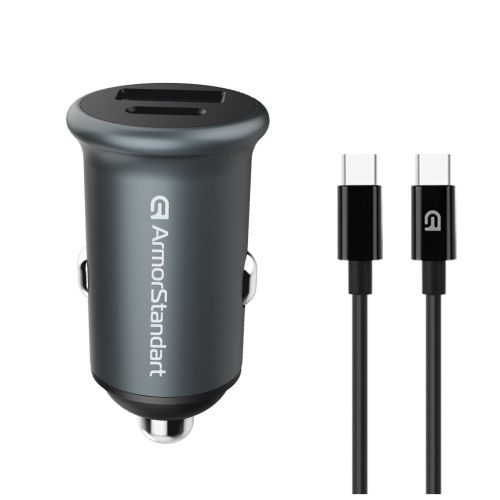 Зарядное устройство Armorstandart USB Type-C PD20W + USB QC 3.0 Grey + cable USB-C (ARM82461)