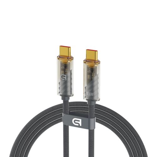 Дата кабель USB-C to USB-C 1m transparent 100W grey Armorstandart (ARM75871)
