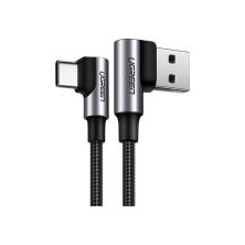 Дата кабель USB 2.0 AM to USB-C 0.5m 3A 90° corner US176 black Ugreen (20855) Дата кабель USB 2.0 AM to USB-C 0.5m 3A 90° corner US176 black Ugreen (20855)