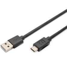 Дата кабель USB 2.0 AM to USB-C 3.0m black Digitus (AK-300148-030-S)