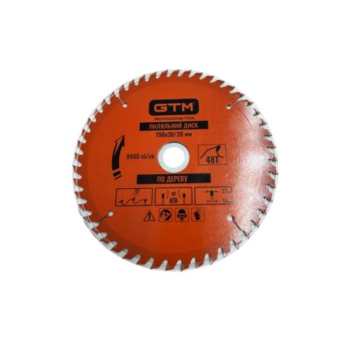 Круг отрезной GTM 190×30мм, 48 зубов, по дереву (SBW-19048)