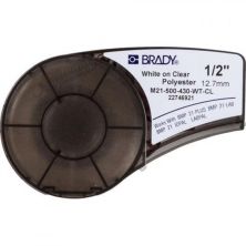 Лента для принтера этикеток Brady полиэстр, 12.7mm/6.4m. Белый на Прозрачном (M21-500-430-WT-CL)