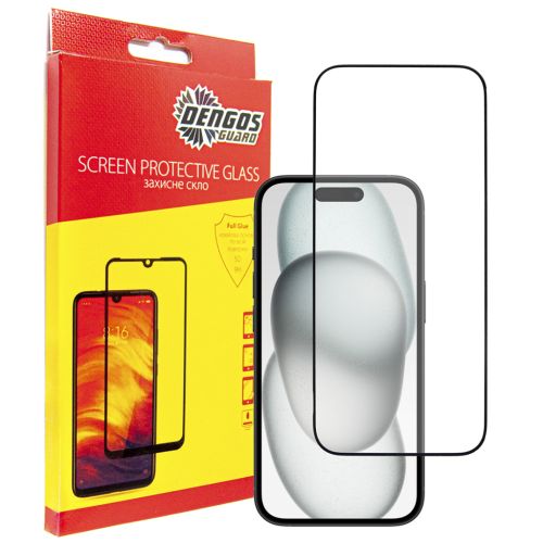 Стекло защитное Dengos Full Glue iPhone 15 (black) (TGFG-318)