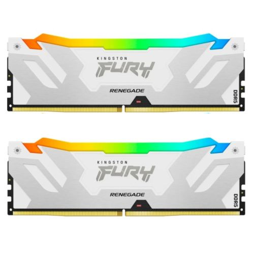 Модуль пам'яті для комп'ютера DDR5 48GB (2x24GB) 8400 MHz Renegade RGB White/Silver Kingston Fury (ex.HyperX) (KF584CU40RWAK2-48)