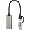 Адаптер USB-C + USB A to RJ45 Ethernet 100Mbps XO (HUB018.black) - Зображення 1