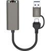 Адаптер USB-C + USB A to RJ45 Ethernet 100Mbps XO (HUB018.black) - Зображення 2