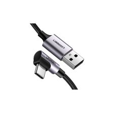 Дата кабель USB 2.0 AM to USB-C 0.5m 3A US284 90° corner black Ugreen (50940) Дата кабель USB 2.0 AM to USB-C 0.5m 3A US284 90° corner black Ugreen (50940)