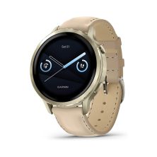 Смарт-часы Garmin Venu 4 (41mm), Beige w/ Lunar Gold + Leather, GPS смарт-годинник (010-03013-03)