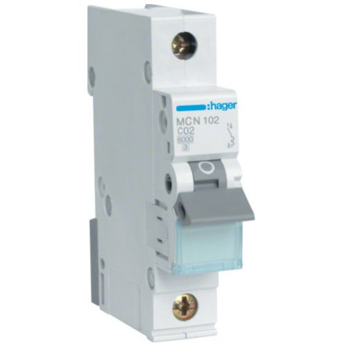 Автоматический выключатель Hager 1-п. C  2A (6kA) 1M (A) (MCN102)