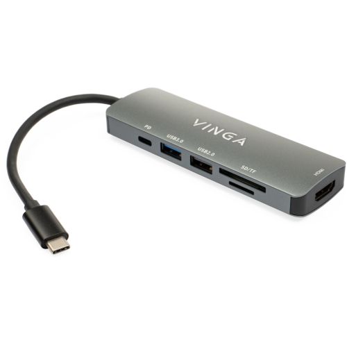 Концентратор Vinga USB Type-C 3.1 to HDMI+USB3.0+USB 2.0+SD/microSD+PD 6in1 (VHC6)