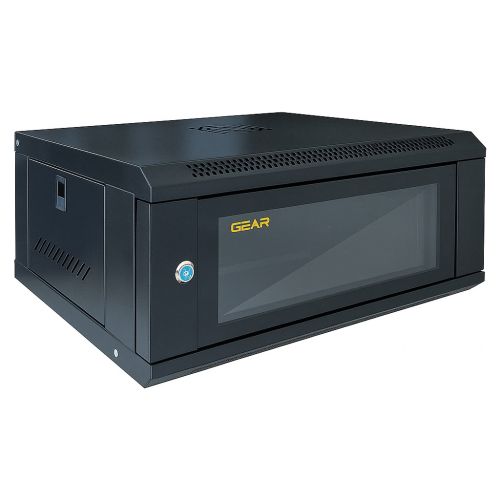 Шафа настінна GEAR 4U 19 600x450x280 мм, + полка 19, black (GWMSN-4U-600-450)