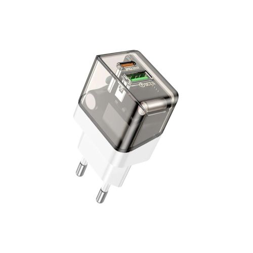 Зарядное устройство BOROFONE BA80A Scenery 1xUSB-C PD20W + 1xUSB QC3.0 Transparent Black (6941991105159)