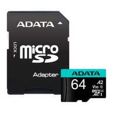 Карта памяти ADATA 64GB microSD class 10 UHS-I U3 V30 A2 Premier Pro SD 6.0 (AUSDX64GUI3V30SA2-RA1)