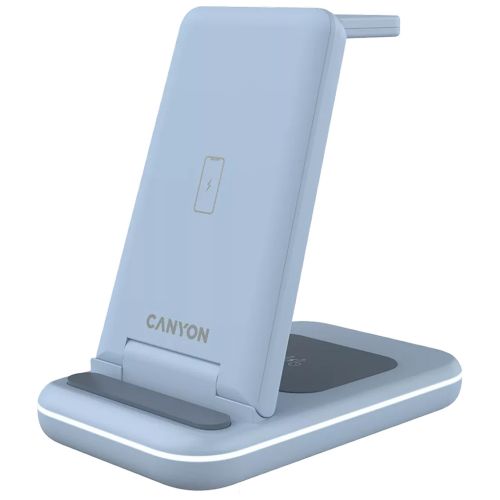 Зарядное устройство Canyon WS-304 Foldable 3in1 Wireless charger Blue (CNS-WCS304BL)