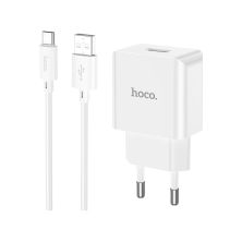 Зарядное устройство HOCO C106A Leisure USB + cable USB to USB-C 10.5W White (6931474783912) Зарядное устройство HOCO C106A Leisure USB + cable USB to USB-C 10.5W White (6931474783912)