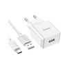 Зарядное устройство HOCO C106A Leisure USB + cable USB to USB-C 10.5W White (6931474783912) - Изображение 1