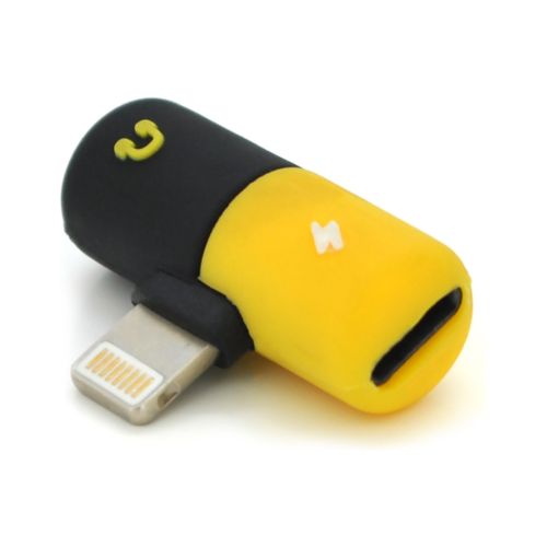 Переходник Lightning M to 2xLightning F black-yellow Voltronic (YT-SL/2L)