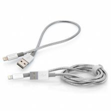 Дата кабель USB 2.0 AM to Lightning 1.0m + 0.3m silver Verbatim (48873)