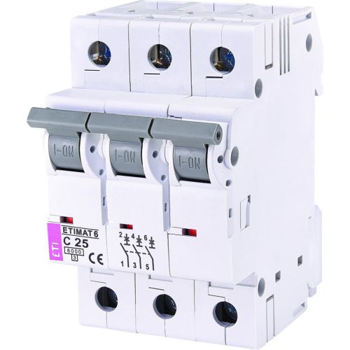 Автоматичний вимикач ETI ETIMAT 6 3p C 25А (6 kA)