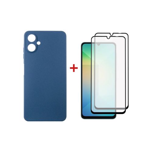 Чехол для мобильного телефона Dengos Kit Samsung Galaxy A06 Carbon + 2 pcs glass (Blue) (DG-CTG2P-06)